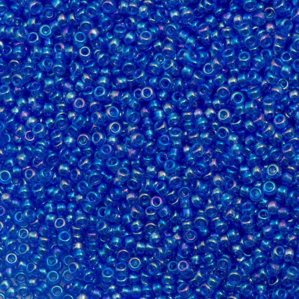 10g Miyuki Round Seed Bead 11/0 Transparent Medium Blue AB (261)