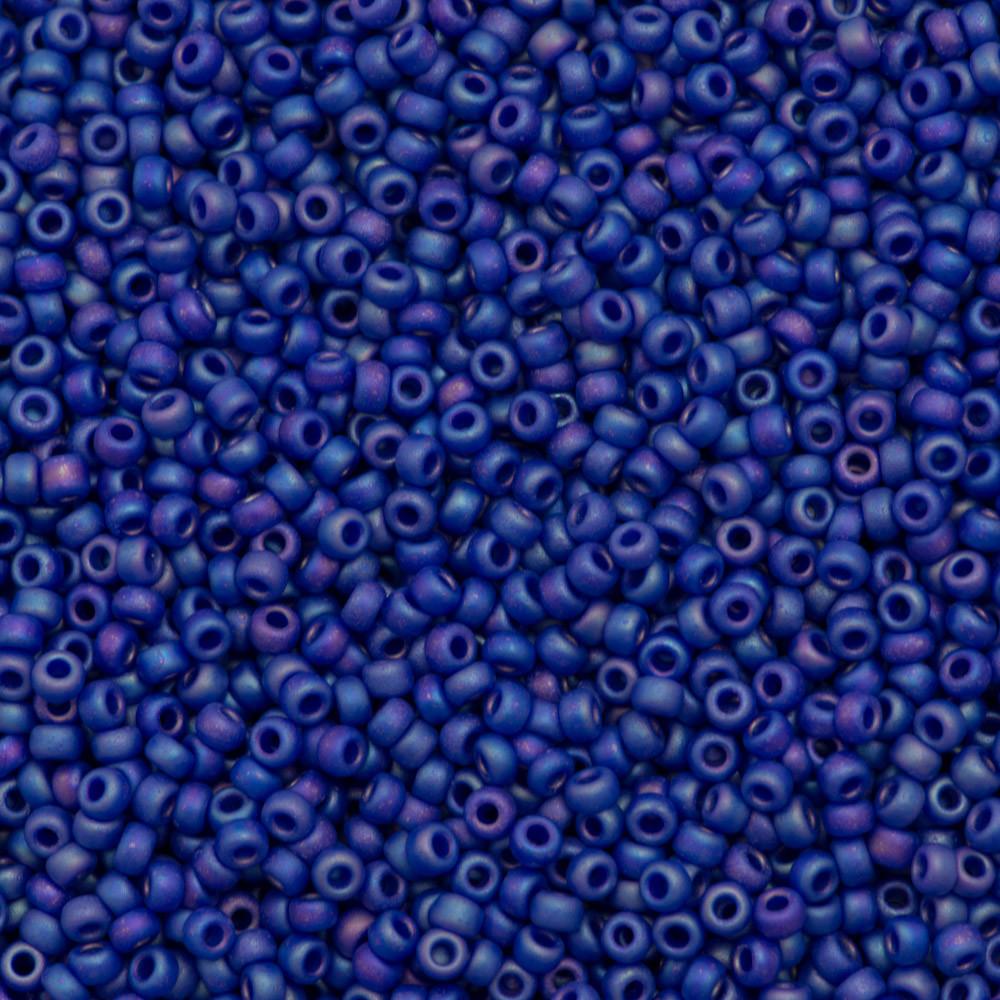 50g Miyuki Round Seed Bead 11/0 Matte Opaque Cobalt AB (414FR)