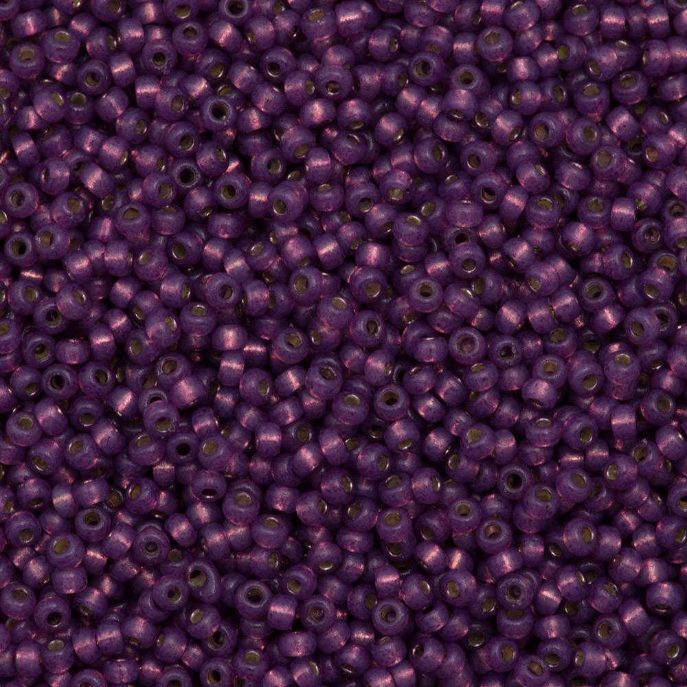 50g Miyuki Round Seed Bead 11/0 Duracoat Silver Lined Dyed Dark Lilac (4248)