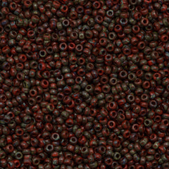 8g Miyuki Round Seed Bead 11/0 Opaque Red Picasso (4513)