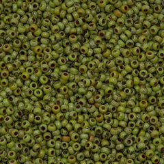Miyuki Round Seed Bead 11/0 Opaque Chartreuse Picasso 22g Tube (4515)