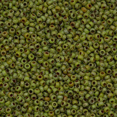 Miyuki Round Seed Bead 11/0 Opaque Chartreuse Picasso 22g Tube (4515)
