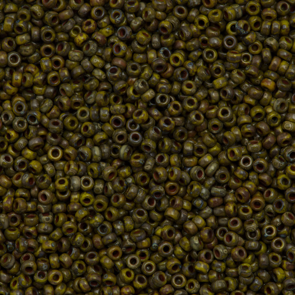 Miyuki Round Seed Bead 11/0 Opaque Yellow Picasso (4519)