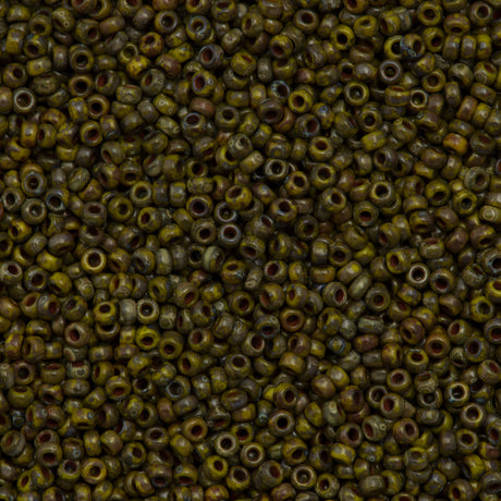 Miyuki Round Seed Bead 11/0 Opaque Yellow Picasso (4519)