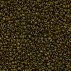 50g Miyuki Round Seed Bead 11/0 Opaque Yellow Picasso (4519)