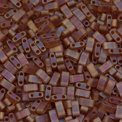 Miyuki Half Tila Seed Bead Transparent Matte Dark Amber AB 7.5g Tube (134FR)