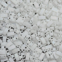 Miyuki Half Tila Seed Bead Opaque Matte White AB 7.5g Tube (402FR)