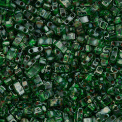 Miyuki Half Tila Seed Bead Transparent Forest Green Picasso 7.5g Tube (4507)