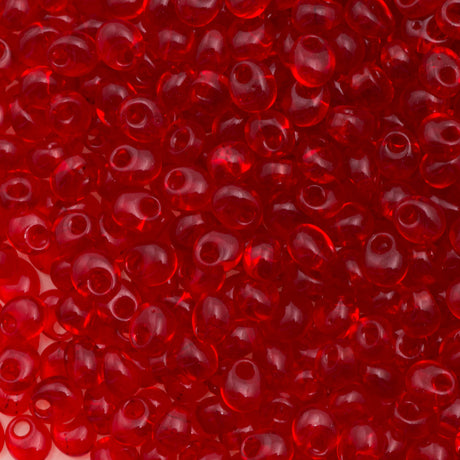 Miyuki 4mm Magatama Seed Bead Transparent Ruby 23g Tube (141)