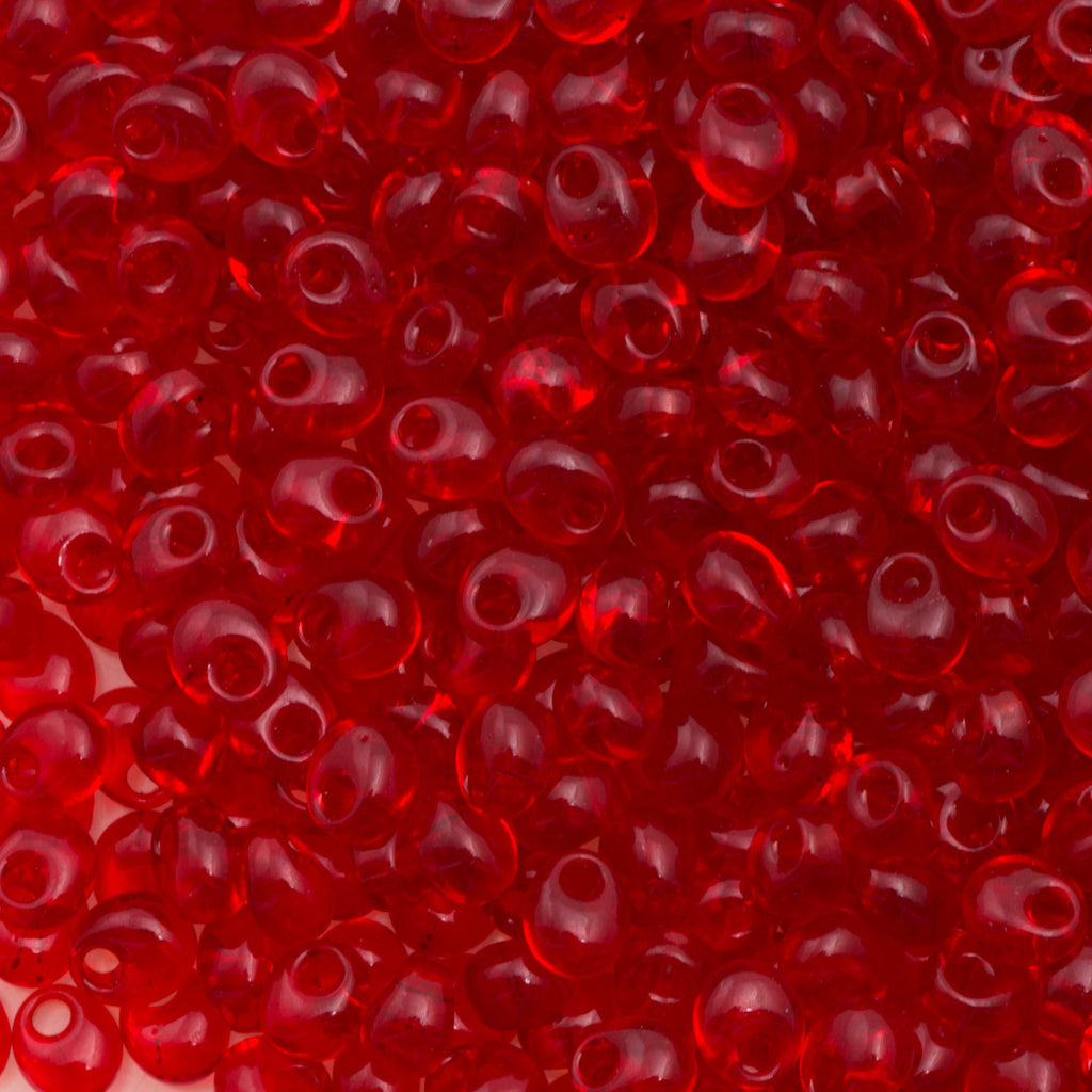 Miyuki 4mm Magatama Seed Bead Transparent Ruby 23g Tube (141)
