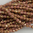 100 Czech Fire Polished 4mm Round Bead Opaque Rose Gold Topaz Luster (65491P)