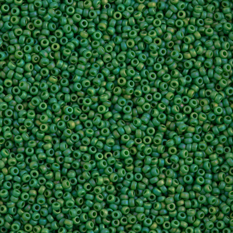 Miyuki Round Seed Bead 15/0 Opaque Jade Green AB 2-inch Tube (411FR)