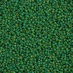Miyuki Round Seed Bead 15/0 Opaque Jade Green AB 10g Tube (411FR)