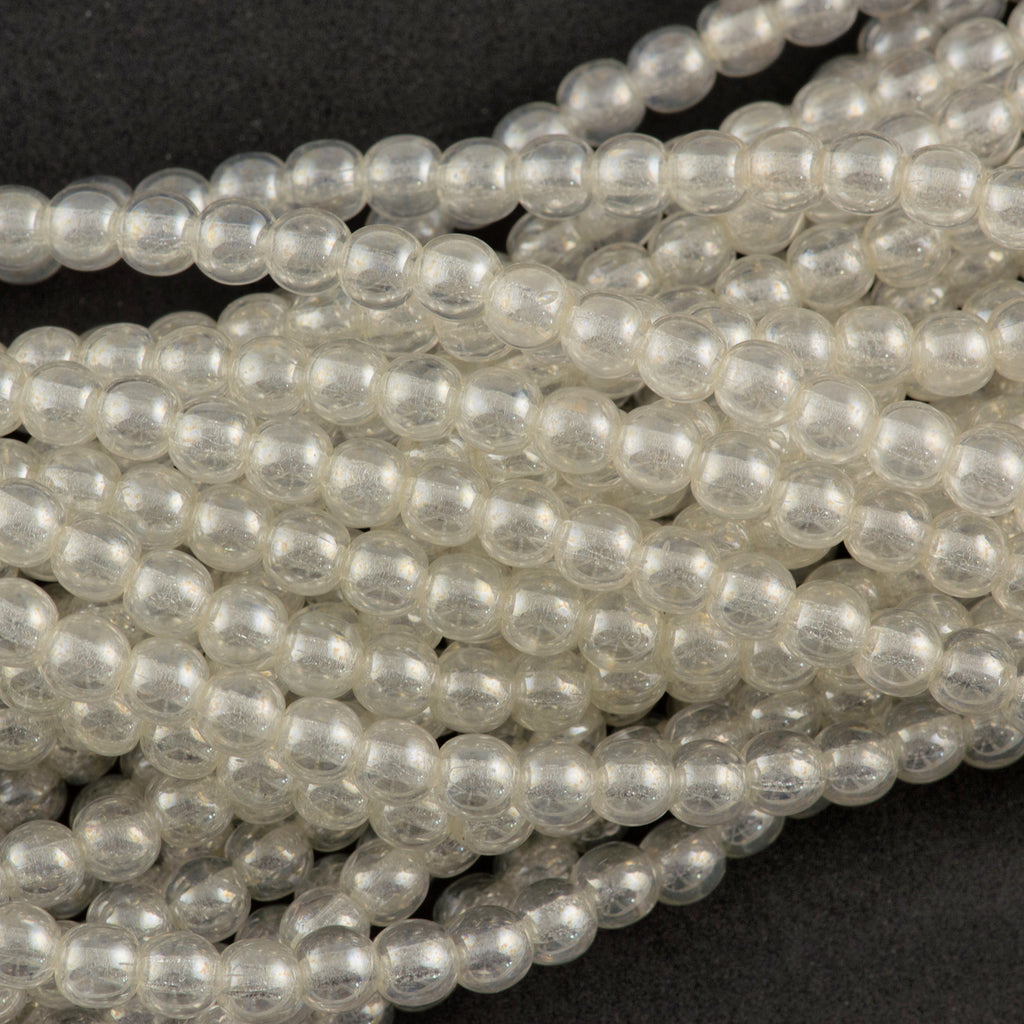 200 Czech 4mm Pressed Glass Round Beads Crystal Luster (00030L)