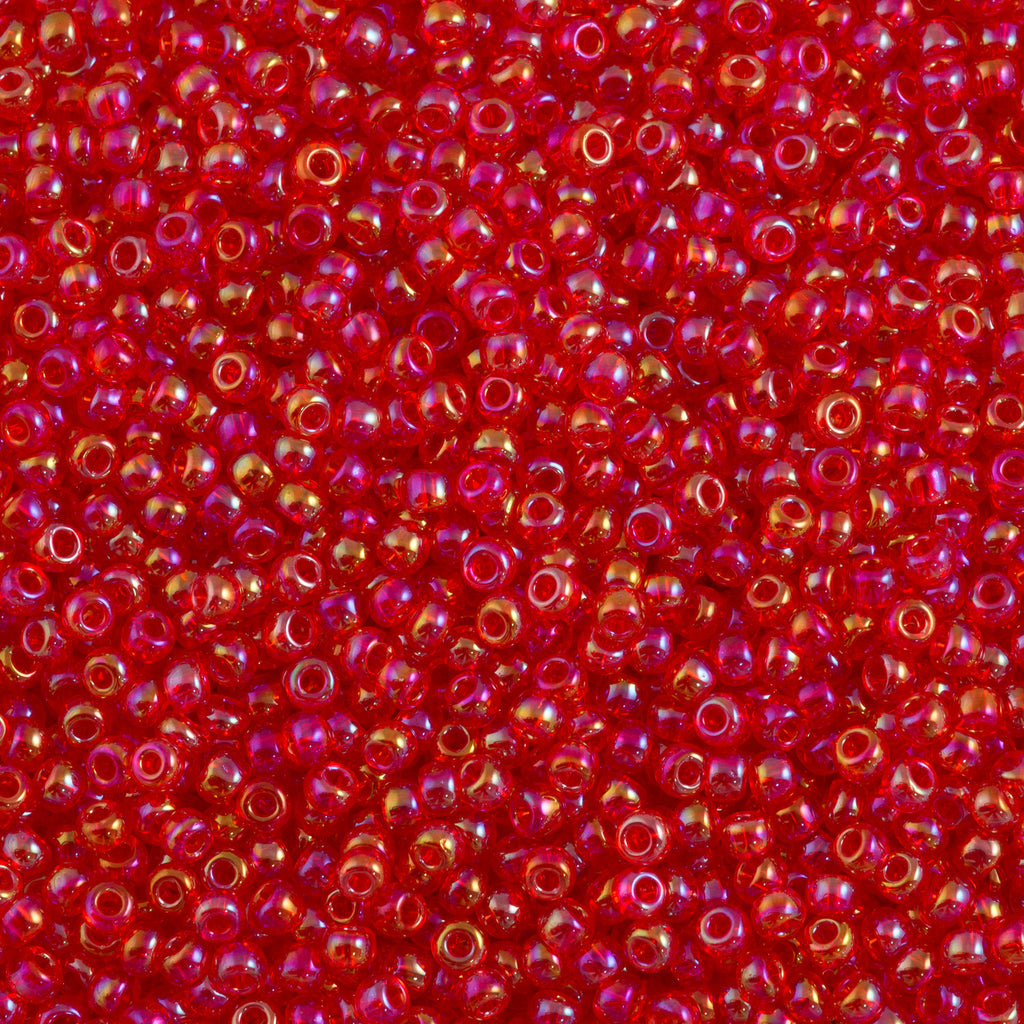 Toho Round Seed Bead 8/0 Transparent Raspberry AB 5.5-inch tube (165)