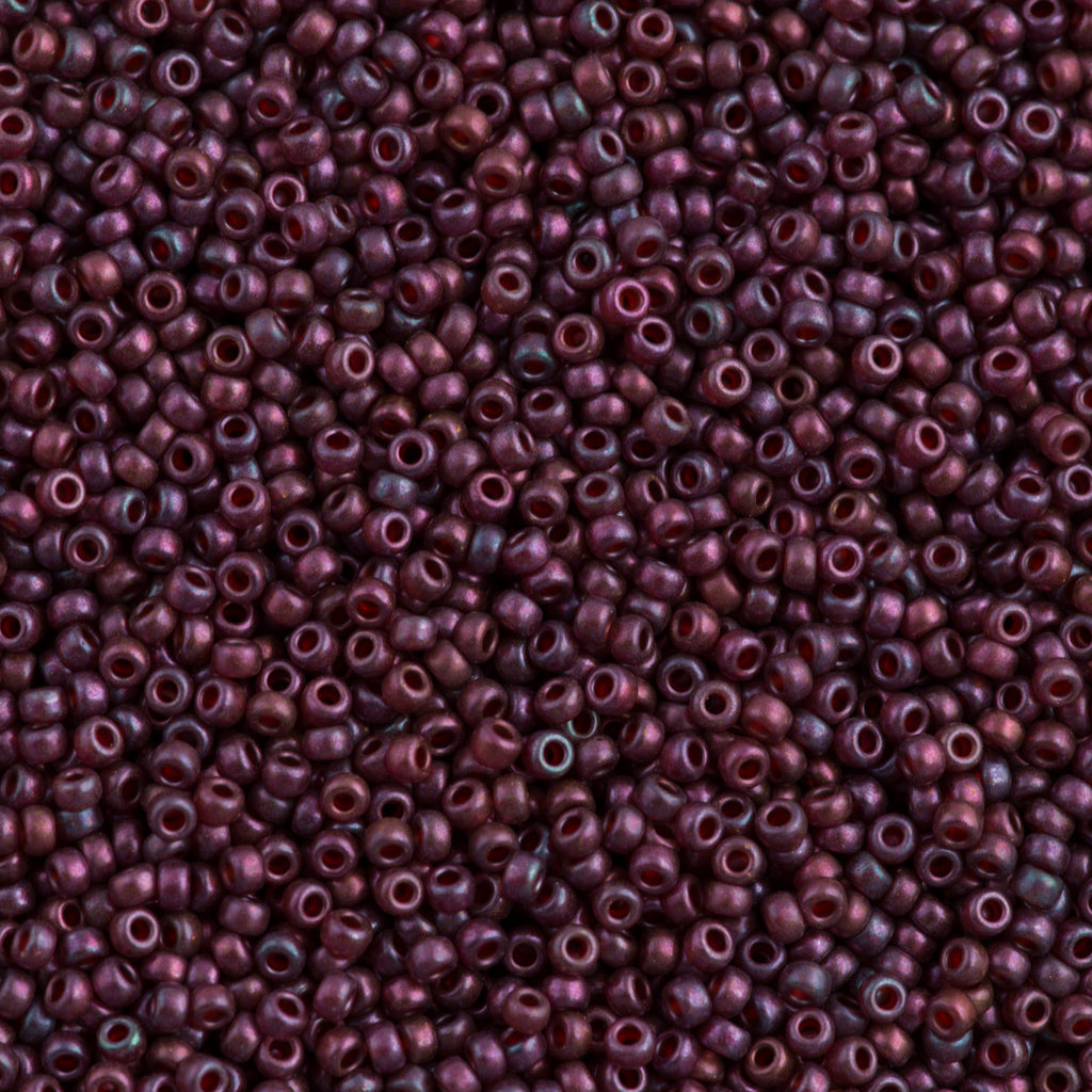 Miyuki Round Seed Bead 11/0 Semi Matte Gold Luster Cranberry 22g Tube (313SF)