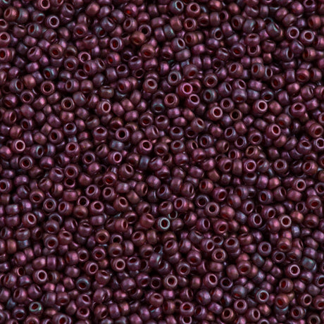 50g Miyuki Round Seed Bead 11/0 Semi Matte Gold Luster Cranberry (313SF)