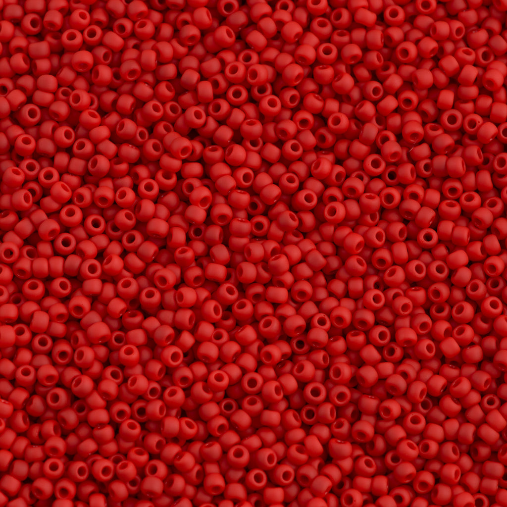 Toho Round Seed Bead 11/0 Opaque Matte Orange Red 2.5-inch Tube (45AF)