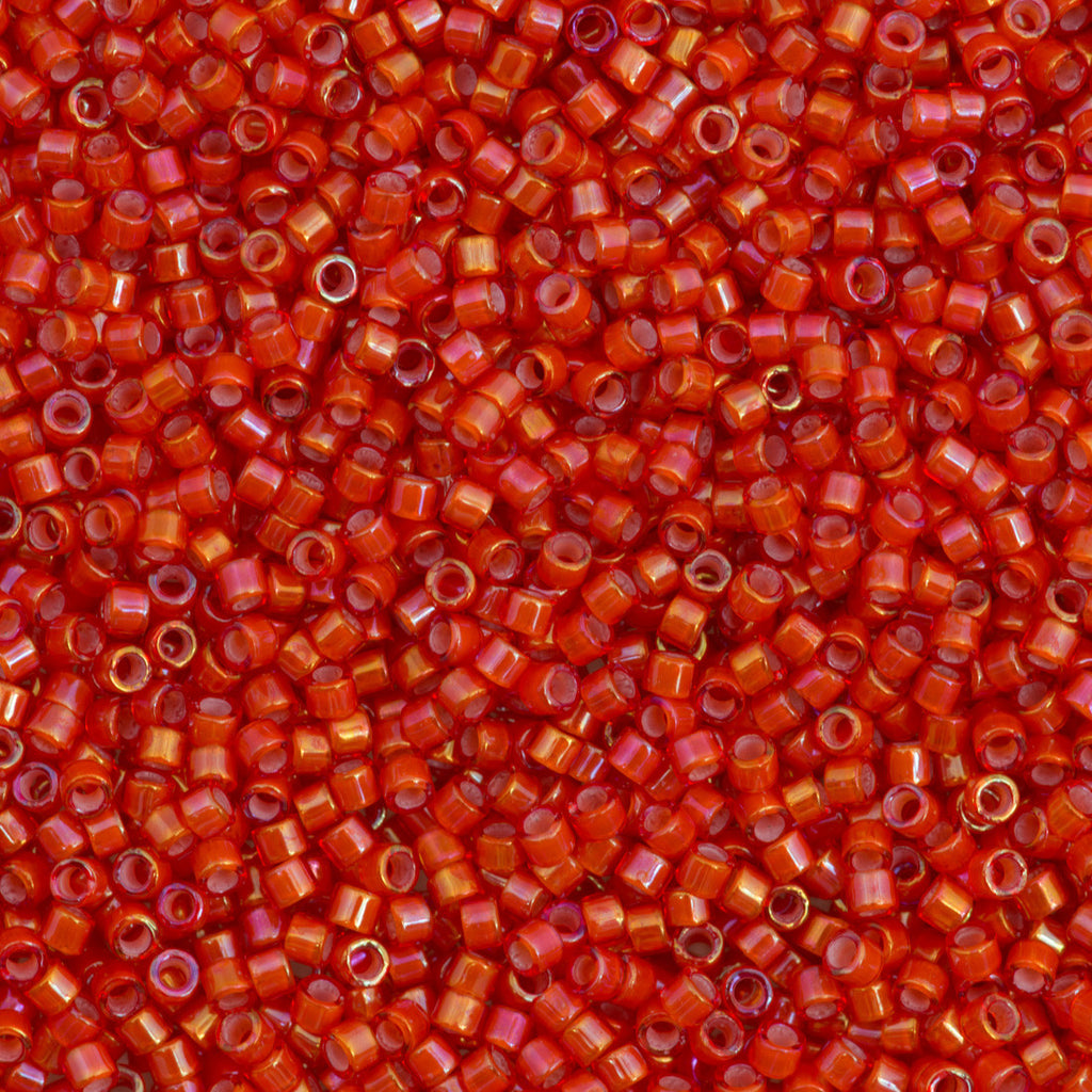 Miyuki Delica Seed Bead 11/0 Inside Dyed Color Red White 2-inch Tube DB1780