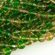 50 Czech Fire Polished 8mm Round Bead Green Pink (57711)