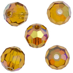 24 Preciosa Czech Crystal 4mm MC Round Bead Topaz AB 10070AB