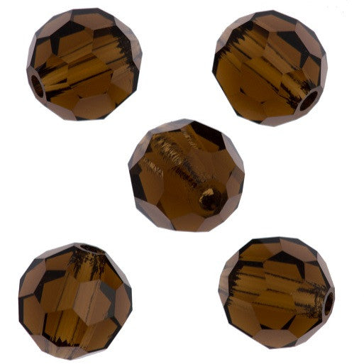 24 Preciosa Czech Crystal 4mm MC Round Bead Smoked Topaz 10220