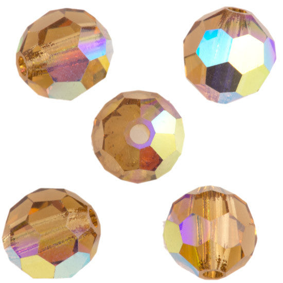 24 Preciosa Czech Crystal 4mm MC Round Bead Light Colorado Topaz AB (10330AB)