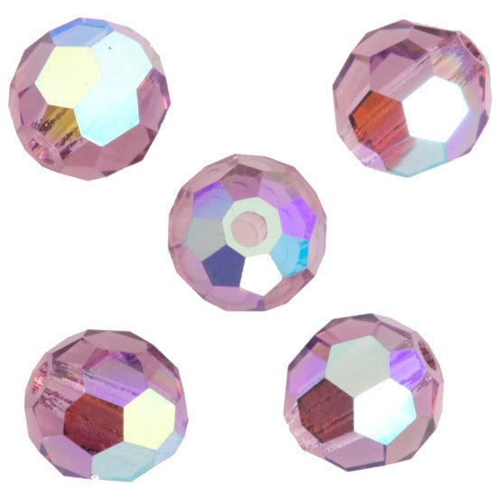 24 Preciosa Czech Crystal 4mm MC Round Bead Light Amethyst AB 20020AB