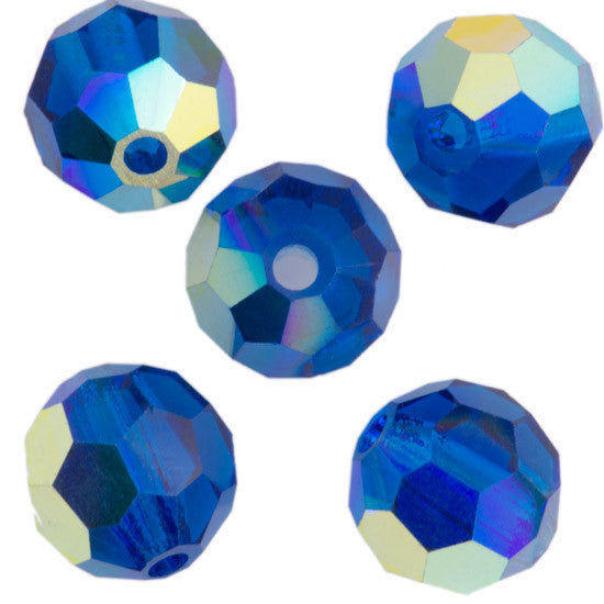 24 Preciosa Czech Crystal 6mm MC Round Bead Capri Blue AB 60310AB