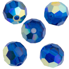 24 Preciosa Czech Crystal 6mm MC Round Bead Capri Blue AB 60310AB