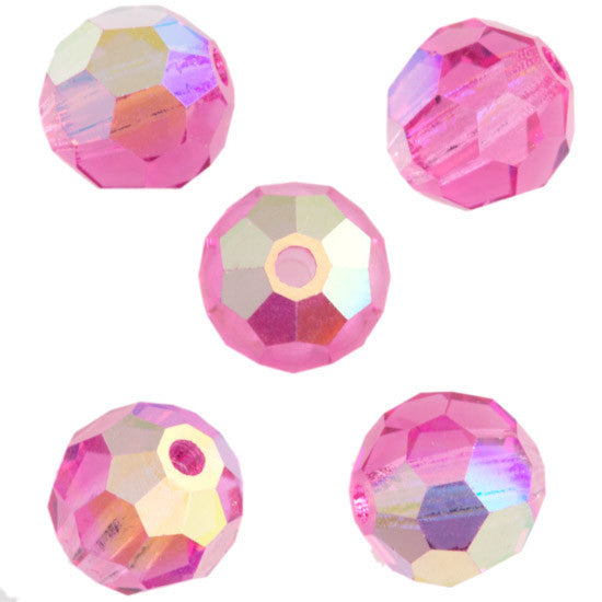 24 Preciosa Czech Crystal 6mm MC Round Bead Rose AB 70010AB