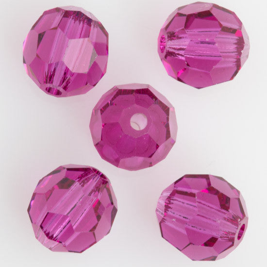 24 Preciosa Czech Crystal 6mm MC Round Bead Fuchsia 70350