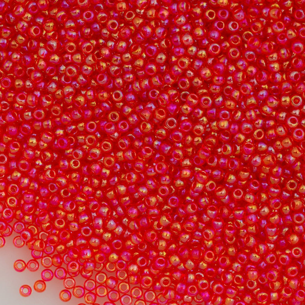 50g Toho Round Seed Bead 11/0 Transparent Raspberry AB (165)