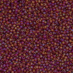 Toho Round Seed Bead 11/0 Transparent Matte Dark Ruby AB 19g Tube (165CF)