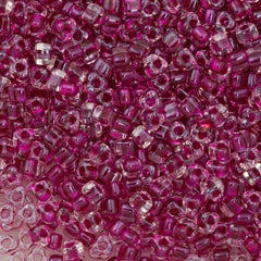 Miyuki Triangle Seed Bead 5/0 Crystal Inside Color Lined Raspberry 21g Tube (1140)