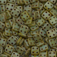 CzechMates 6mm Four Hole Quadratile Opaque Pale Turquoise Picasso Beads 15g (63100T)