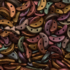 CzechMates 3x10mm Two Hole Crescent Matte Metallic Bronze Iris Beads 8.5g Tube (01640K)