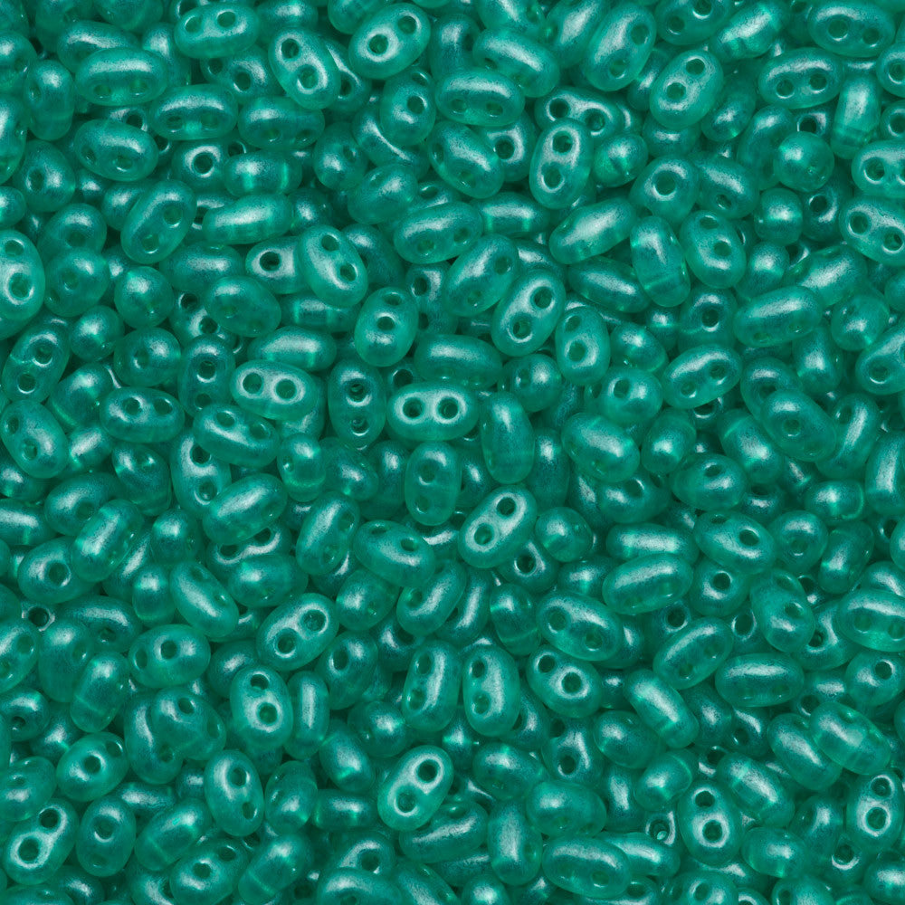 Preciosa Twin Two Hole Beads Crystal Green Aqua Terra Pearl 22g Tube (08358)