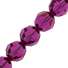 12 TRUE CRYSTAL 8mm Round Bead Fuchsia (502)