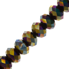 12 TRUE CRYSTAL 8x6mm Rondelle Bead Crystal Dark Rainbow 2X (001 RBDK2)