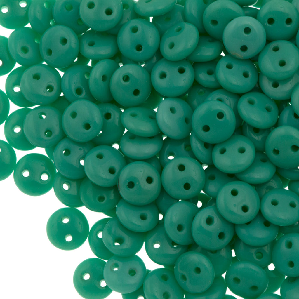 50 CzechMates 6mm Two Hole Lentil Opaque Turquoise Beads (63130)