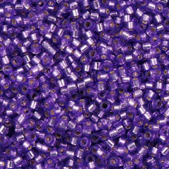 25g Miyuki Delica seed bead 11/0 Transparent Silver Lined Dyed Lavender DB1343