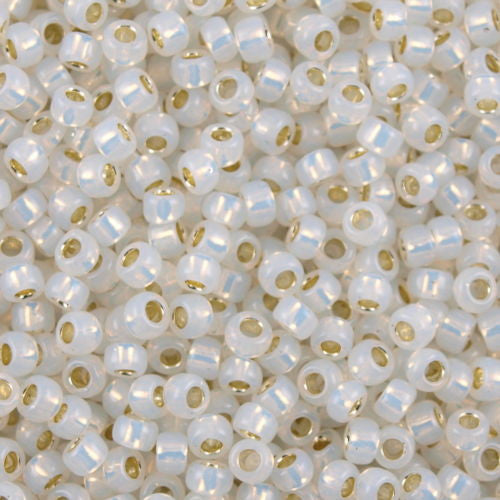 Toho Round Seed Bead 11/0 Silver Lined Milk White 2.5-inch Tube (2100)
