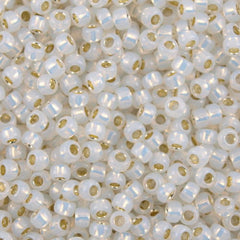 Toho Round Seed Bead 11/0 Silver Lined Milk White 2.5-inch Tube (2100)