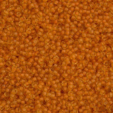 50g Miyuki Round Seed Bead 11/0 Semi Matte Peach Lined Amber (1937)