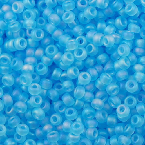 Miyuki Round Seed Beads 5/0 Transparent Matte Light Blue AB 20g Tube (148FR)