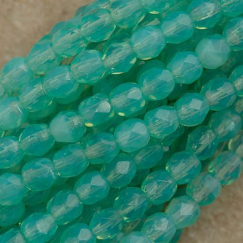 Perles En Verre Fire Polished 4mm Couleur Teal - 100 Perles Facettées Preciosa - Neuf