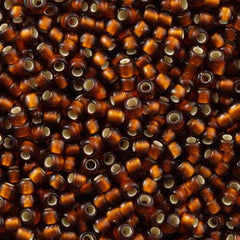 50g toho Round Seed Bead 8/0 Silver Lined Transparent Matte Amber (34F)