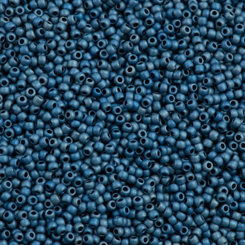 50g Toho Round Seed Beads 11/0 Higher Metallic Matte Mediterranean Blue (511F)