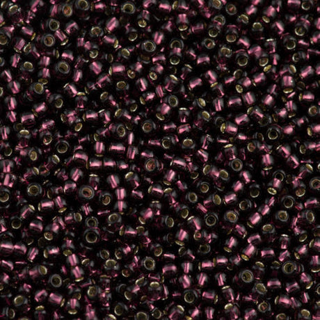 Toho Round Seed Bead 8/0 Silver Lined Dark Amethyst 2.5-inch tube (26C)